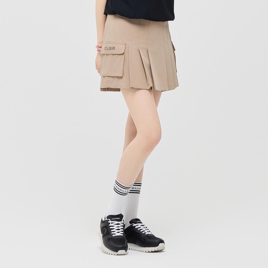 CHALLENGER Women'S Essential Poly-Spandex Cargo Pocket Pleated Culottes Beige