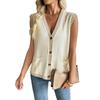 2026 New Style Loose Style Color-Contrasting Edge Sleeveless V-Neck Knitted Jacket