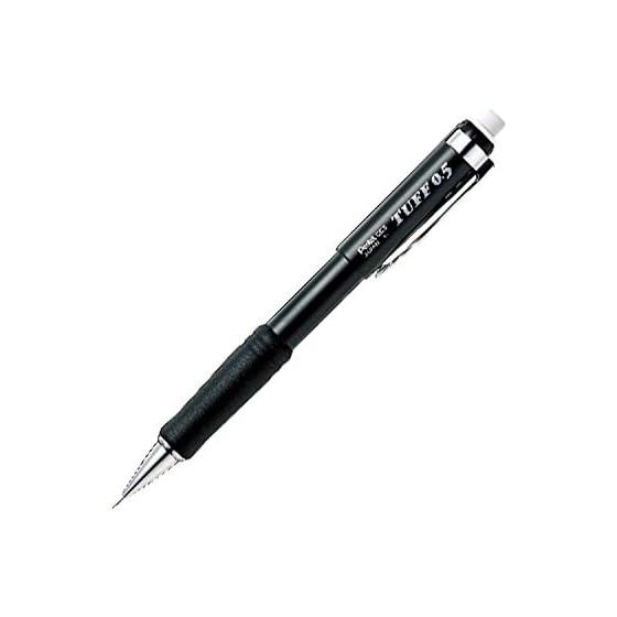 Pentel Tough Mechanical Pencil, XQE5-A, Black. Smooth, Dark Writing with High-density B/2B Lead, Silicone Grip, and Rotating Large Eraser.