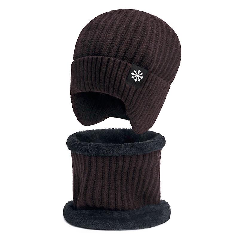 ZHENYUEQI Unisex Fleece-Lined Knitted Hat & Neck Warmer Set