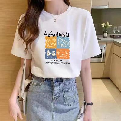 Sommer Damen Lose Kurzarm T-Shirt Baumwolle Rundhals Top Casual Bottoming Shirt