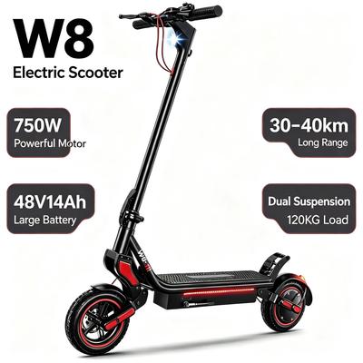 iScooter W8 Electric Scooter 9.3'' Tire,750W Motor,48V/14AH Battery,40km/h Speed,45km Max Range,APP Control Electric Kick Scooters