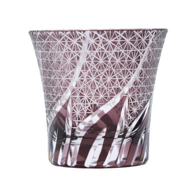 Kiriko Kiriko Kiriko Glass Kiriko Rock Glass Wooden Box Present Gift (Purple)