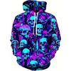 3D Printed Skull Pattern Autumn Men's Hoodies  Sweatshirts Drawstring Sportwear Long Sleeved Tops Street Graphic Men's Clothing
