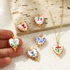 2 Pcs Resin Double-Sided Enamel Heart Painted Charms Flower Tulip Cherry 304 Stainless Steel Pendants DIY Necklace 25mm x 17mm