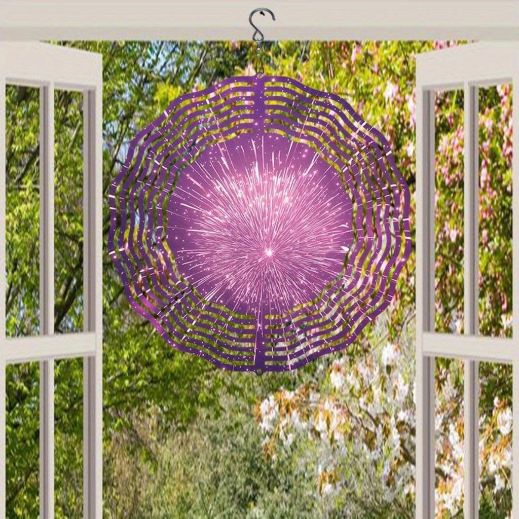 Metall Windspiel mit 360 Grad drehendem Feuerwerk-Design Lila Gartendekoration für Außenbereich Kein Strom Kinetische Gartenkunst Geschenk