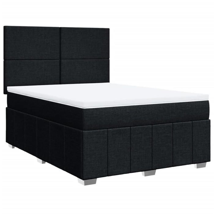 Maison Exclusive - Bed Slat Base with Mattress Black 140x200 Cm Fabric