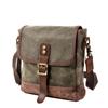 Casual Simple Canvas Shoulder Bag Men's Trendy Crossbody Batik Canvas with Leather Outdoor Travel Small Satchels