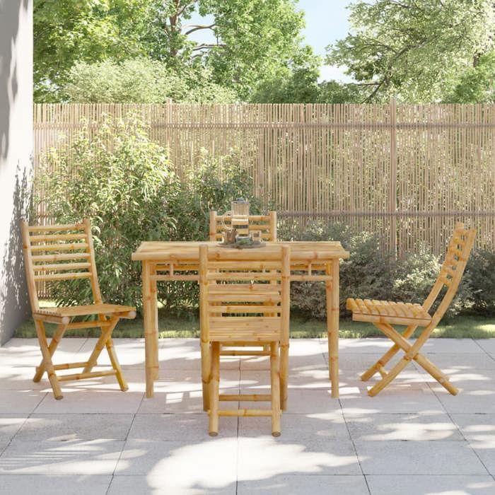 VidaXL Ensemble à manger de jardin 5 pcs bambou, ensemble de salle à manger d'extérieur, meuble de salle à manger de jardin, 3278520