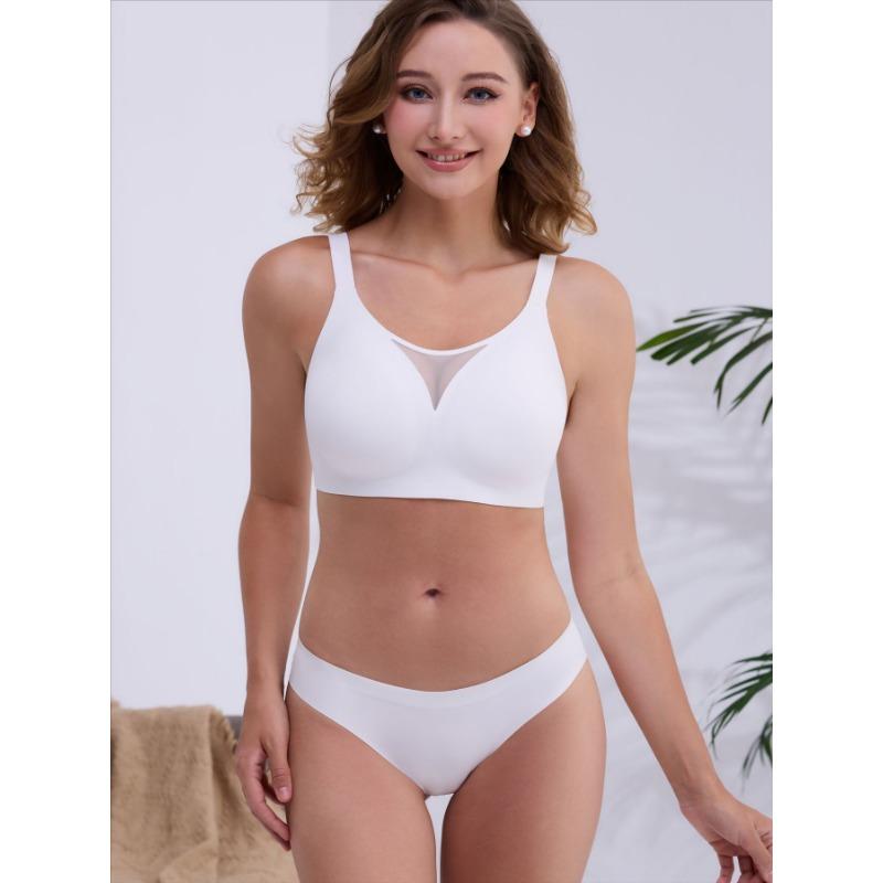 Women Large Bust Minimizer Seamless Breathable Mesh Hollow Out Push Up Gathering Bra