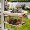 Lit de fenêtre pour chat avec cadre en bois Coussin en peluche Hamac pour chat Meubles pour animaux de compagnie Perchoir pour chat Hamac Utilisation à domicile