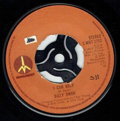 7-Zoll Schallplatte BILLY SWAN - I Can Help SMNT2752 Monument 1974 UK Rock Gebraucht