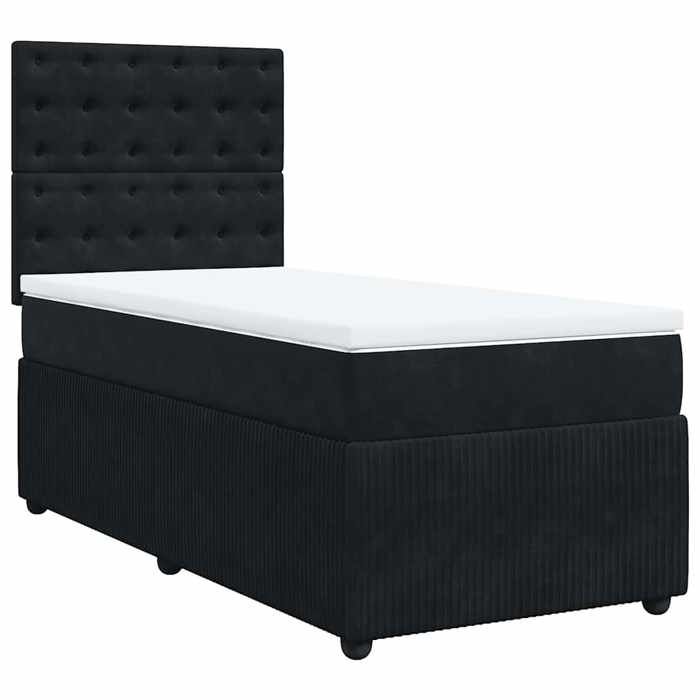 Maison Exclusive - Slatted Bed Base with Mattress Black 90x200 Cm Velvet