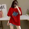 % pure cotton short-sleeved T-shirt for women, the new summer loose printing half-sleeved high-end thin explosive top