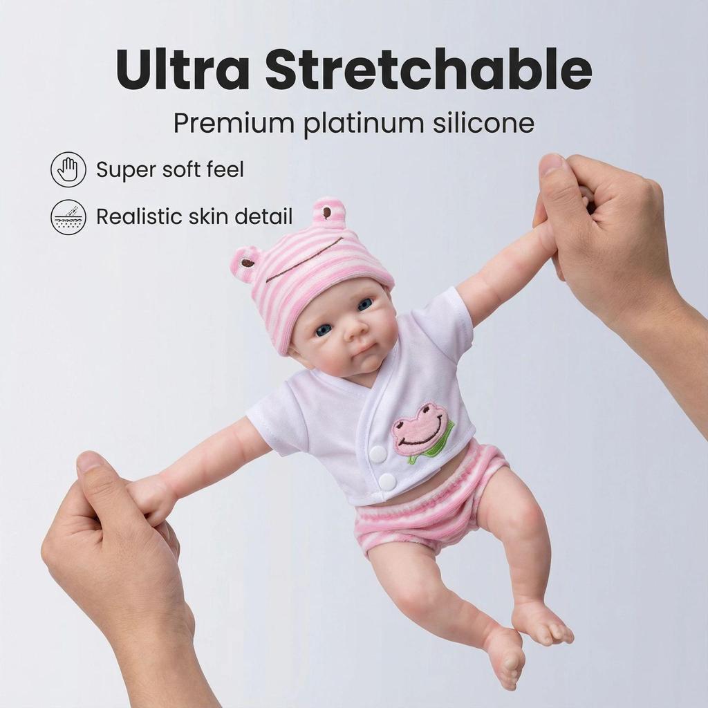 12-inch Pink Striped Frog Hat for Reborn Silicone Doll - Child's Christmas Gift