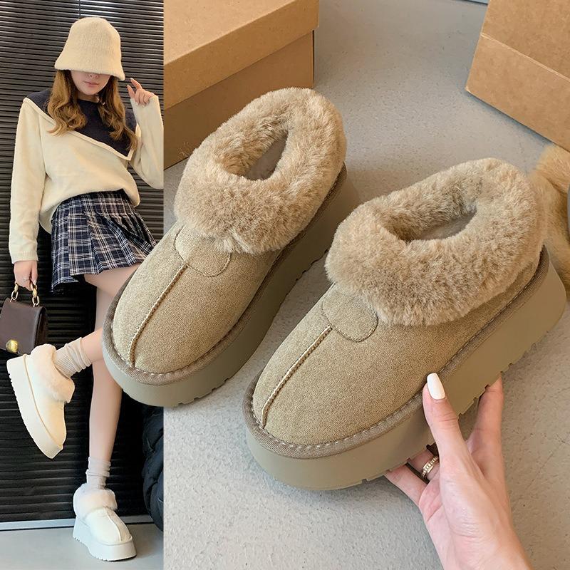 Snow boots thick-soled women's winter piled and thickened cotton shoes, one foot of fluffy thick-soled large cotton shoes