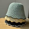Women's Summer Sun Hat for Beach and Seaside, Sun Protection, Hollow Breathable Woven Bucket Fisherman Hat That Makes the Face Look Smaller
