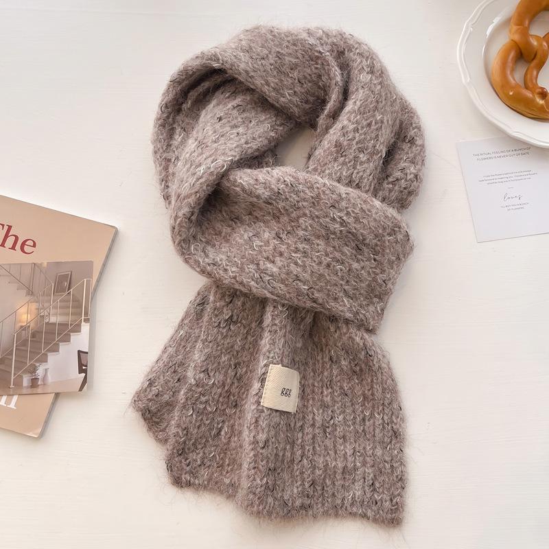 Wool Wool Scarf Women's Winter New High-end Sense Thickened Warm Knitted Scarf Couples Versatile