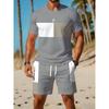 Men's Casual Sportswear Set, Breathable Outdoor Leisure Round Neck T-Shirt and Shorts Set, Summer Digital Print Set for Adults