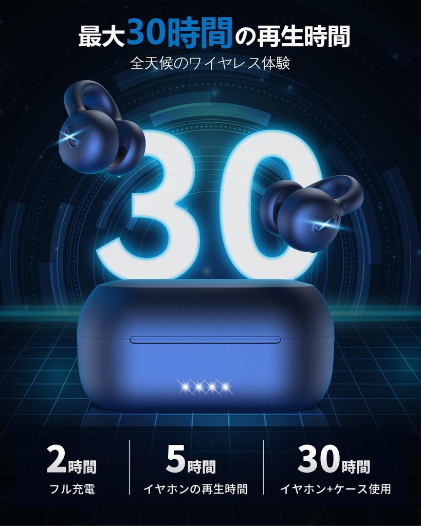 OWS Bluetooth True Wireless Bluetooth mit komfortablerem Air-Conduction-Ohrclip als Knochenleitung, ENC-Geräuschunterdrückung, japanische Sprachausgabe, japanische Anleitung