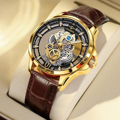 Orologio automatico da uomo scheletrato bifacciale 2023 - Impermeabile, luminoso