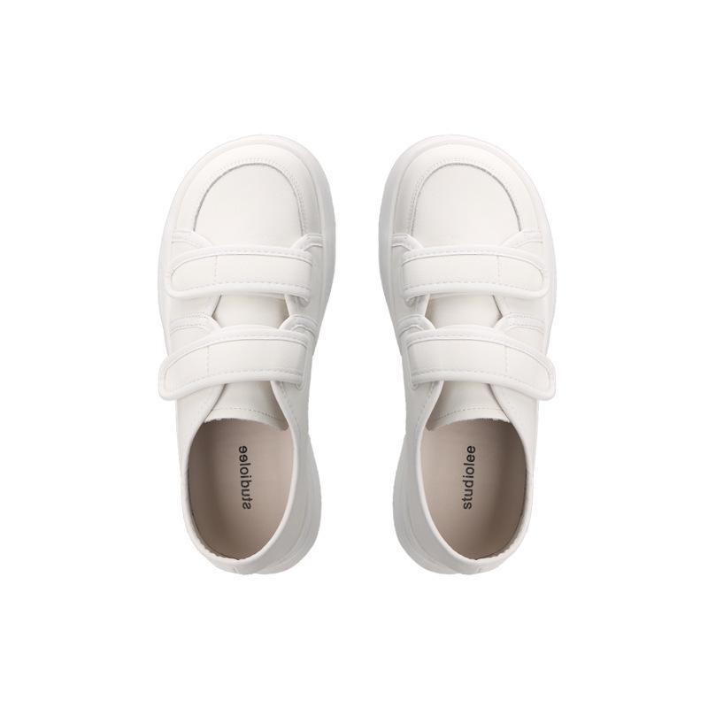 

Версия из коровьей кожи~ Маленький рост, увеличение роста, кожаная платформа, белые туфли, женские туфли-маффины на липучке, папины кроссовки, повседневные кеды 40