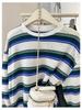 Women's Black Striped Long-Sleeve T-Shirt, Spring/Autumn 2025 Trend, Designer Look, Unique Base Layer, Loose Fit