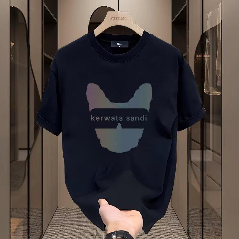 

Европейская летняя мужская модная футболка с принтом, круглым вырезом, коротким рукавом и свободного кроя XL чёрный