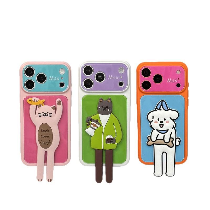 Dopamine Contrast Color Double Sticker Shell for Apple 11 Creative Mobile Phone Case Silicone All-Inclusive Soft 11promax Bracket 11