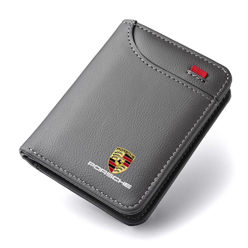 Auto-Emblem Premium Leder Geldbörse Kreditkartenetui Tragbare Kleine Geldbörse Für Porsche 911 Cayenne 918 Pajun 718 Panamera Macan