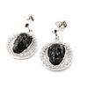 Les Trésors De Lily [J3116] - Silver Earrings 'Skull' Black Silver (rhodium Plated) - 18x11 Mm