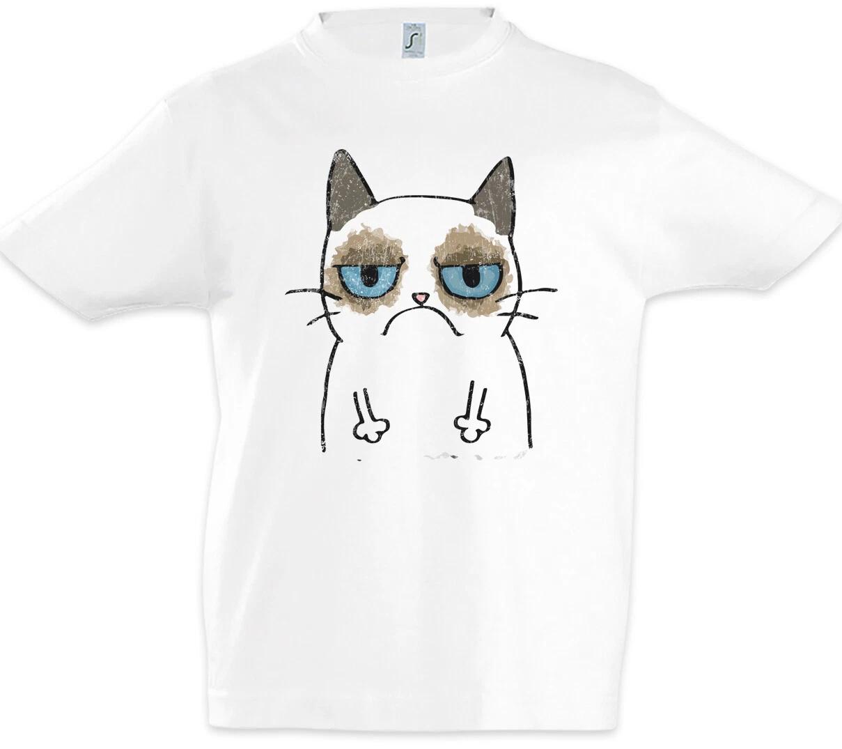 Сердитый Кот II Детская Футболка для Мальчиков Забавные Кошки Зависимость Зависимый Любовь Гик Нерд 160