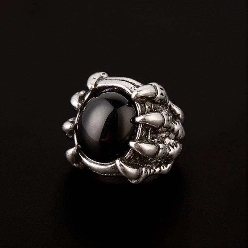 

Retro Dragon Claw Black Red Resin Gem Large Ring for Men Punk Gothic Rock Hiphop Open Ring Designer Jewelry Biker Accessories 11