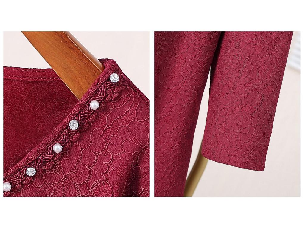 Plus Size Women's Winter Lace Dress with Fleece Lining – Elegant, Slimming, and Warm
