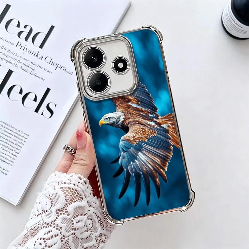 Bald Eagle Cool Plating Phone Case For Xiaomi Redmi Note 14 15 Pro Plus 13 12 11 11S 11T 10 9S 9 5G Anti-Fall Airabag Cover