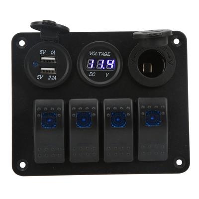 Panneau d'interrupteurs à bascule pour bateau marin à 4 gangs, - 24V étanche RV USB Cigarette