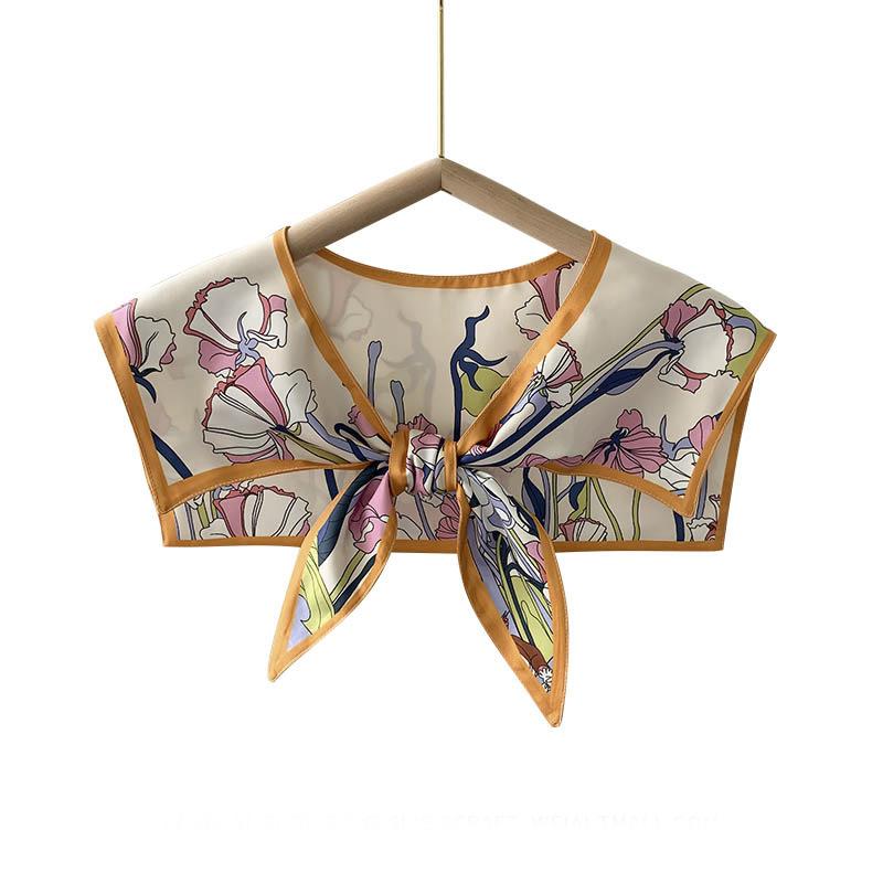 Shawl Summer Exterior Decoration Women'S Silk Scarf Spring And Autumn Thin Fashion Fake Collar Shirt Versatile Sunscreen Shawl