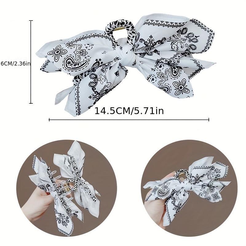 Double-Sided Cashew Flower Bow Hair & Heart Claw Clip Set - Summer Shark Clip Fashion Ponytail Accessories