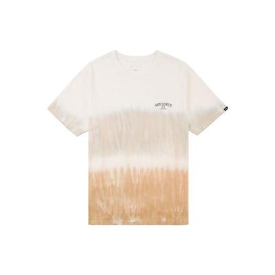 Gradient Tie-Dye Letter Print Straight-Cut Round Neck Short Sleeve T-Shirt Men Tops Brown VN00093BYUU1