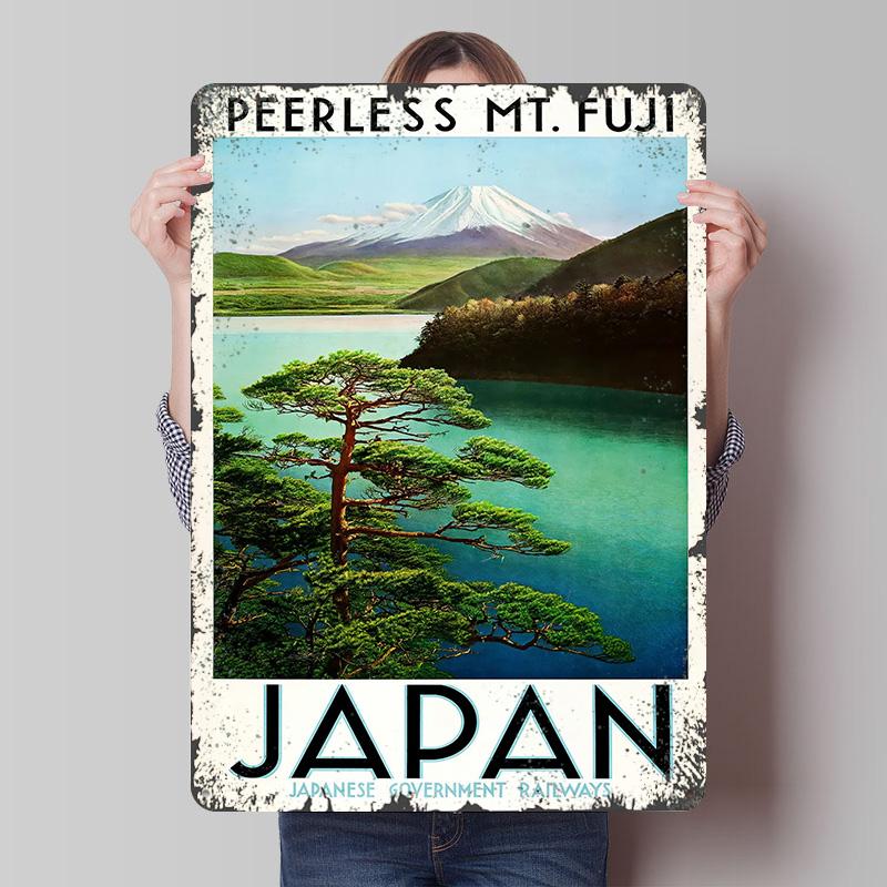 

Mt Fuji Japan Travel Tinplate Poster Customized Wall Art Vintage Retro Metal Signs for Interior Decoration Living Room Man Cave 7.9x11.8In(20x30cm)