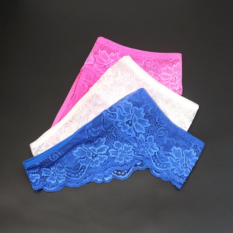 Plus Size Low Waist Sexy Lace Underwear for Women with Open Crotch