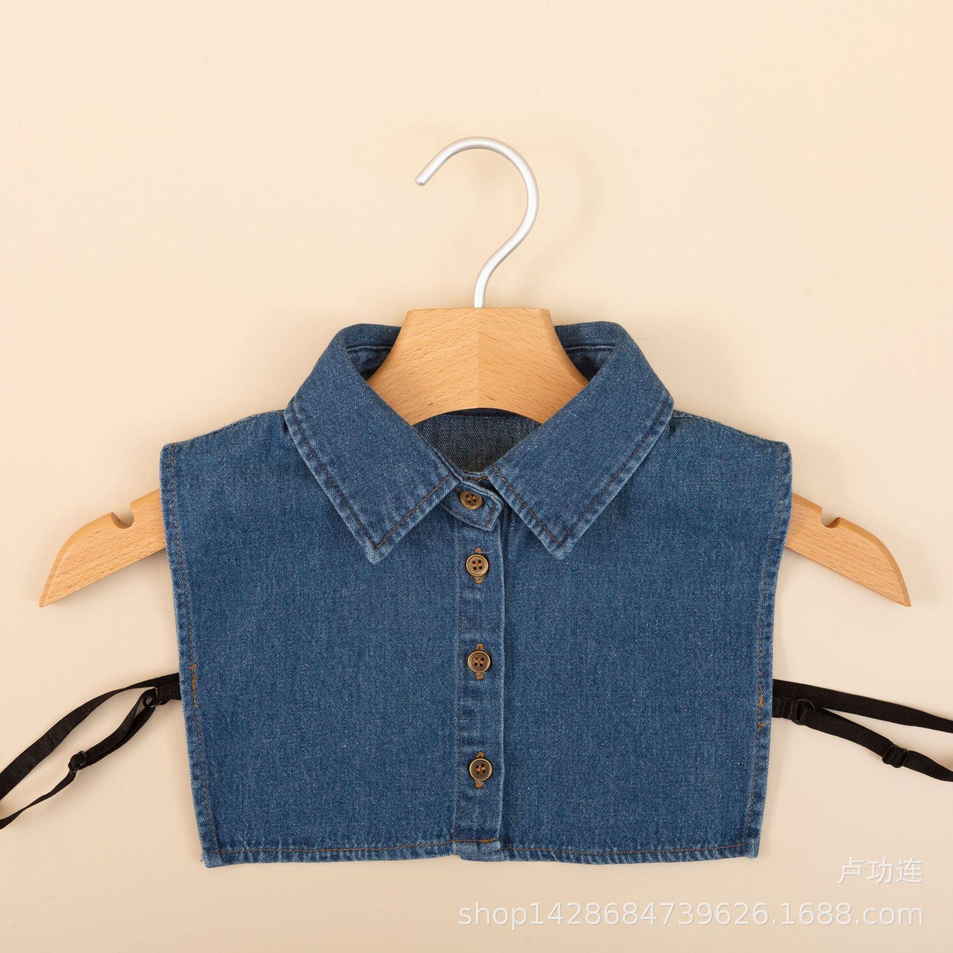 

Чистый хлопок простой обычный поддельный воротник классический джинсовый поддельный воротник хорошего качества джинсовый синий