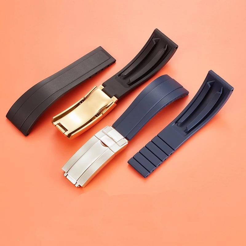 20mm Natur Weiches Silikon Kautschuk Uhrenarmband Für Rolex Uhrenarmband Daytona Submariner GMT OYSTERFLEX Armband Faltschließe