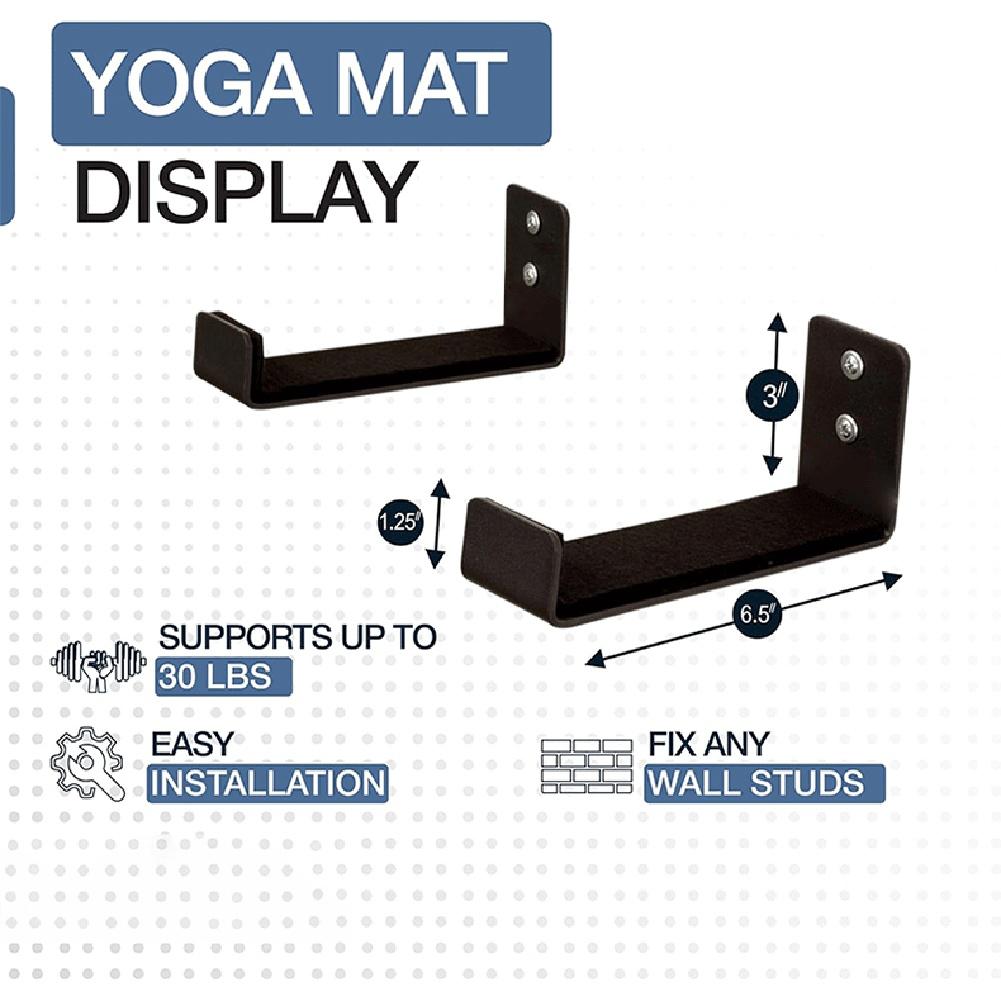 Space Saving Aluminum Wall Mounted Yoga Mat Storage Rack 2Pcs Set with Felt Pads for Home For Gym Organization