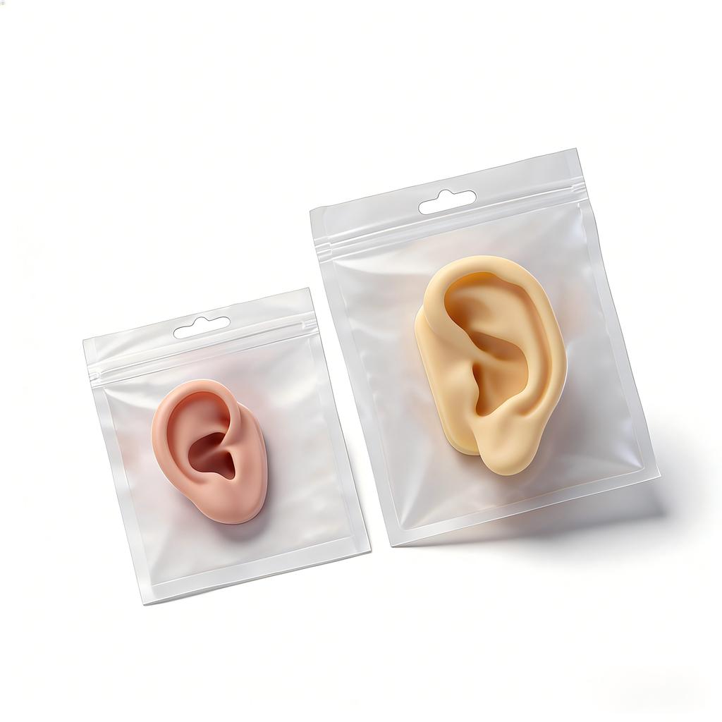 Realistic 3D Silicone Ear Model 1:1 Human Size Ear for Ear Piercing Practice Tattoo Training Display Props Tattoo Tools