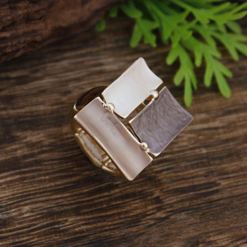 Новый эмалевый цвет полый геометрический квадрат эластичное кольцо женское простое и универсальное квадратное кольцо