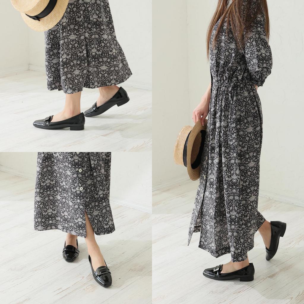 Demeter neue ar he AC Leichter Square Toe Lackleder Niedriger Absatz Loafer Hergestellt in Größe Größe Damen Pumps, Japan, 1785-L30 (Schwarz, 24,5cm)