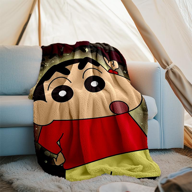 Crayon Shin-chan printed throw blanket—soft,warm;versatile blanket for all seasons—perfect as &air-conditioning throw,nap blanket
