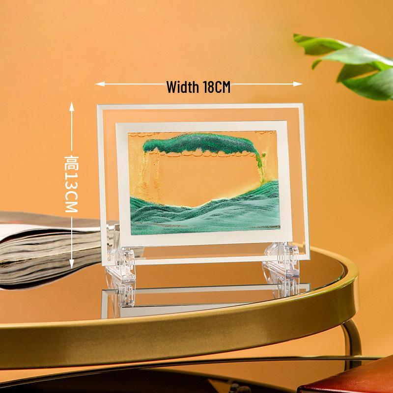 Ornament 3D Ruchomy Piasek Lustrzane Krawędzie Kwadratowy Obraz do Salonu - Szklana Dekoracja Rękodzieła Zestaw na Prezent