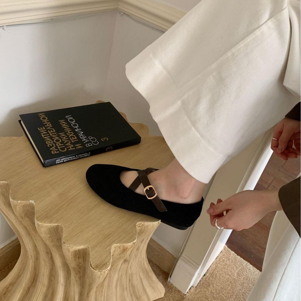 2025 new autumn round head casual cross belt ballet platform Boken fashion women's shoes